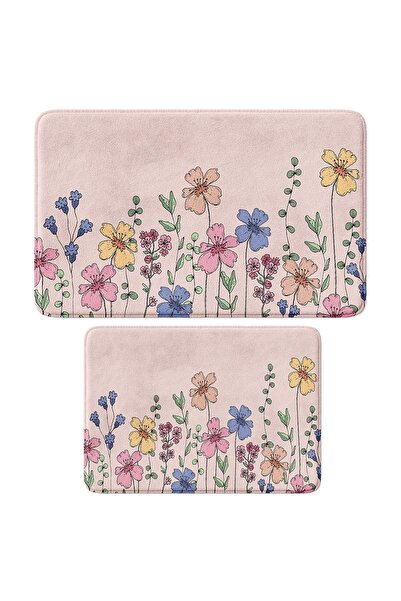 Monnhein Sevimli Baskılı 2'li Banyo Paspası Seti - Kaymaz Tabanlı, Makinada Y...