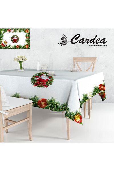 Cardea Merry Christmas Patterned Tablecloth 150x220