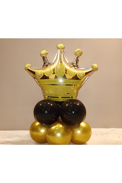 DÜVENCİ TİCARET 10Pcs/Set Rose Gold King Crown Balloon Set