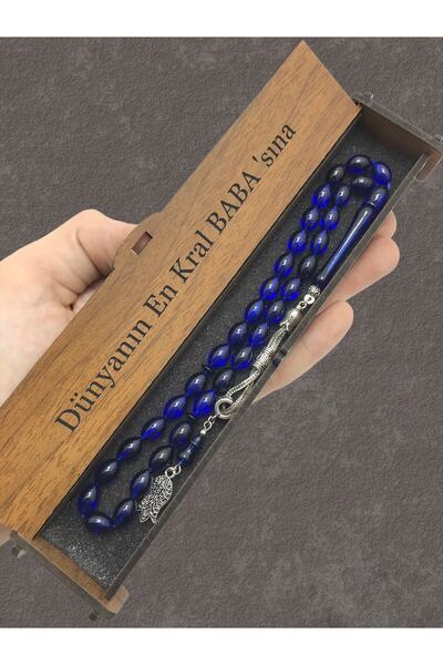 KANUNİ TESBİH أزرق أسود موير علبة خشبية مزيج مسبحة
