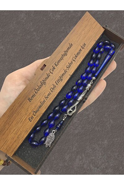 KANUNİ TESBİH أزرق أسود موير علبة خشبية مزيج مسبحة