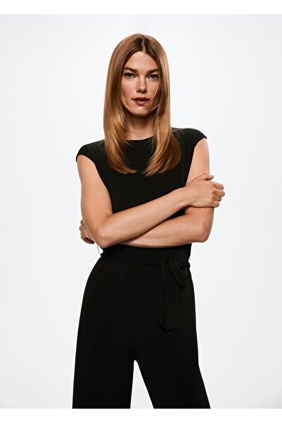 MANGO Woman Long Jumpsuit with Tie Detail