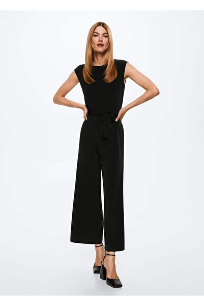 MANGO Woman Long Jumpsuit with Tie Detail