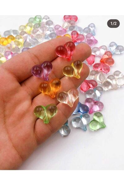 ella'nın çarşısı 15 Ακρυλικές Χάντρες Καρδιάς. Κολιέ, βραχιόλια και υλικά για...