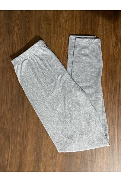 ParisTrend Kadın Gri Pamuklu Penye Elastan Tayt