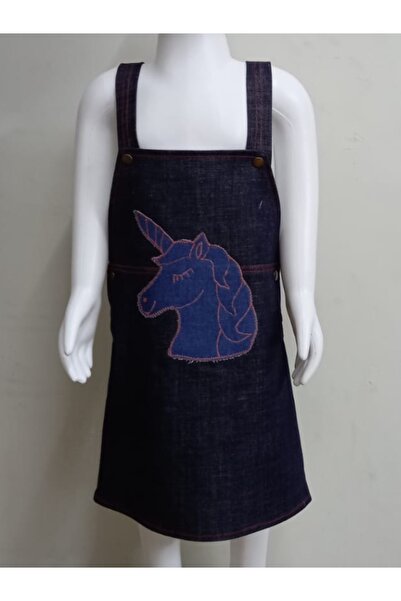 Mavi Kirpi Baby Style Unicorn Desenli Salopet Etek