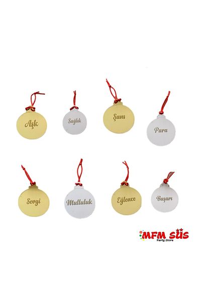 MFM Party Pine Tree Wishing Ornaments Plexi Lettering 8 Pieces