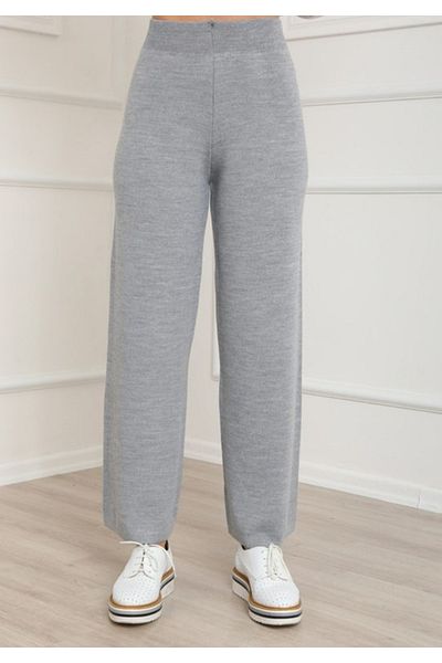 FATELLA Women's Relaxed Fit Wide Leg Comfort Elastic Waist Knitwear Trousers