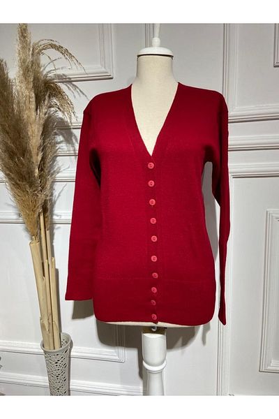 FATELLA Women's Fine Knitwear Sleeve Cuffed Seasonal Button-Front Cardigan