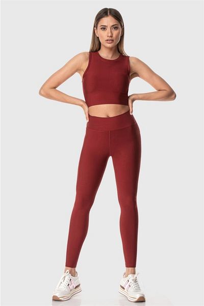 Superstacy Popi High Waist Burgundy Sports Leggings