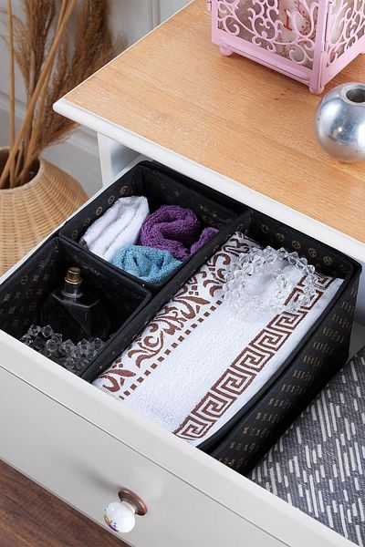 MaisonArt 3 Compartment 4 Piece Drawer Organizer | Organizer Black