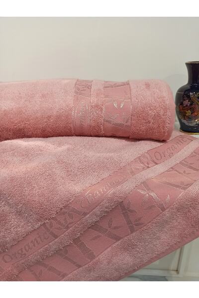 ŞENER HOME Набір для ванної кімнати з бамбука першого сорту, 2 предмети, рушник для голови та рушник для ванної - Pudra