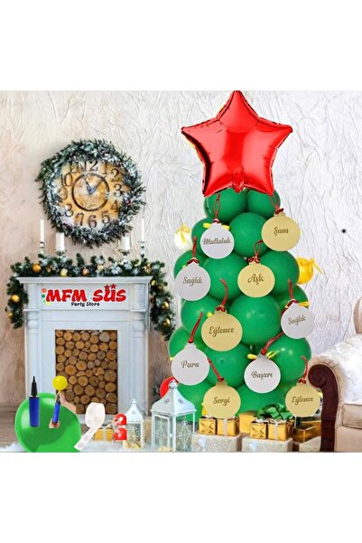 MFM Set de ornamente pentru brad din plexiglas cu oglindă din balon de Anul Nou