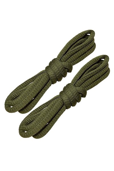 Foottab 120 Cm Round Laces, Fish Back Patterned Boots Shoelaces, 1 Pair, Khaki