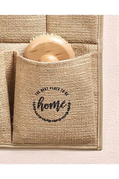 Ocean Home Textile Κρεμάστρα πολλαπλών χρήσεων από γιούτα 2 επιπέδων Τύπος τοίχου Εσωτερικό ντουλάπι Μπάνιο Οργανωτής κουζίνας 35x45