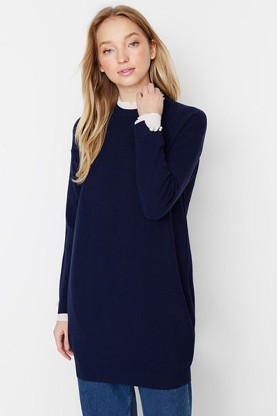 Trendyol Modest Sötétkék ujjú Pearl részletes kötöttáru pulóver TCTAW23AK00027