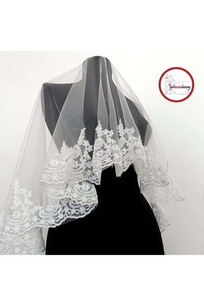 Gelincimherşey Kırık Beyaz Fransız Güpürlü Gelin Ve Nikah Duvağı