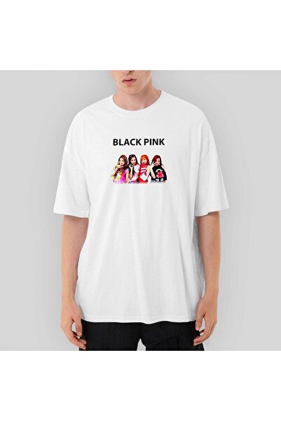 Z zepplin Tricou alb supradimensionat Blackpink Negru