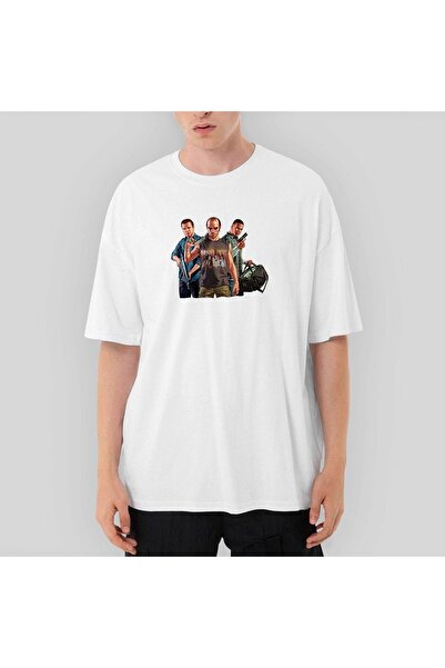 Z zepplin تي شيرت أبيض كبير الحجم من Gta Three Conspirator