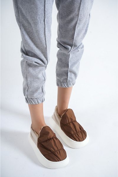 BAKGİY Tan Women's Wool Inside Home Shoes Bg1143-130-0001