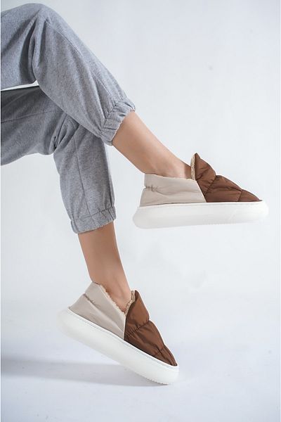 BAKGİY Tan Women's Wool Inside Home Shoes Bg1143-130-0001