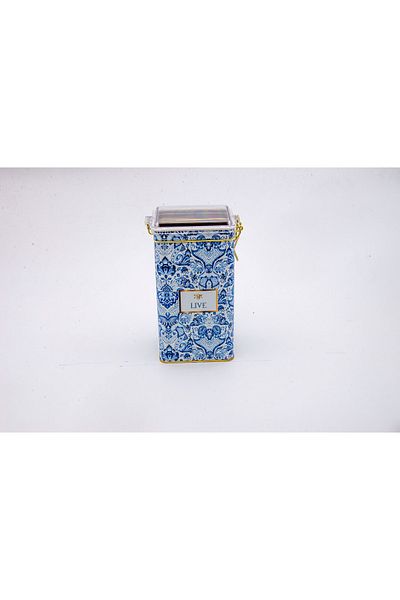 EVLE Er053-4b Azulejos Live Patterned Rectangular Metal Storage Container 8x10 Cm