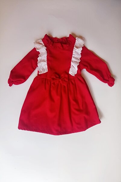 Osso Kırmızı Dantel Detaylı Elbise