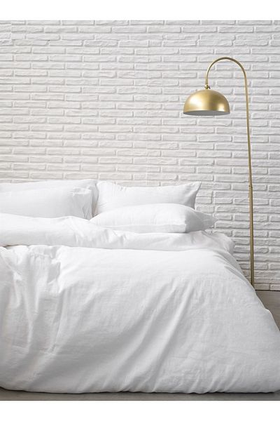 Barine Double White Linen Duvet Cover - Washed Linen 200X220