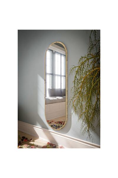 nysamo Keçe Gold Oval Dekoratif Boy Aynası 50x150 cm