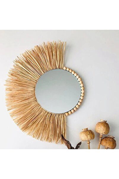 TrendSende Hasır Rafya Ayna Duvar Dekorasyonu