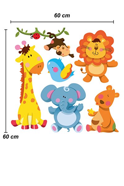 Sepet Yıldızı 60x60cm Cute Animals Kids Room Wall Sticker