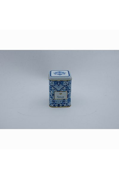 EVLE Er008-y3 Azulejos Sugar Patterned Square Metal Storage Container 8x8 Cm