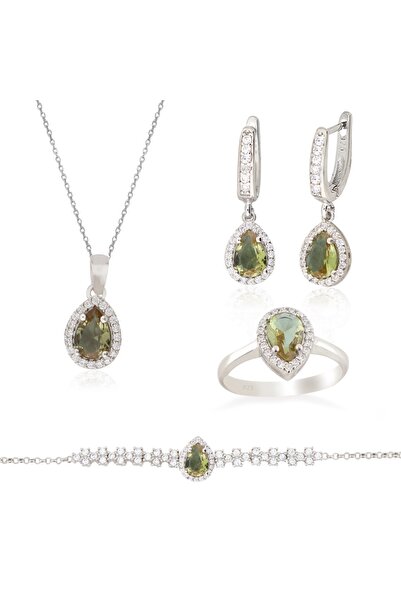 Silveranka 925 Ayar Gümüş Zultanit Damla Taş Takı Seti