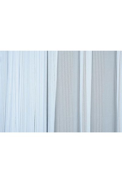 AKÇA TEKSTİL Pasta Model Glittery White Color Ready Made Sewn Pleated Tulle Curtain 300*260