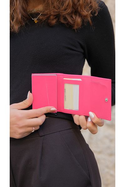 NEWISH POLO ACCESSORIES Έξυπνη θήκη πιστωτικής κάρτας πολλαπλών διαμερισμάτων με ροζ αυτόματο μηχανισμό Πορτοφόλι και θήκη κάρτας από συνθετικό δέρμα