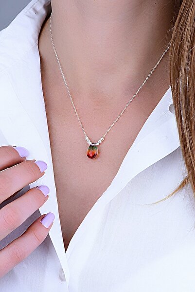 Bilsen Store Kadın 925 Ayar Gümüş Dorissa Toplu Mistik Topaz Damla Taşlı Kolye