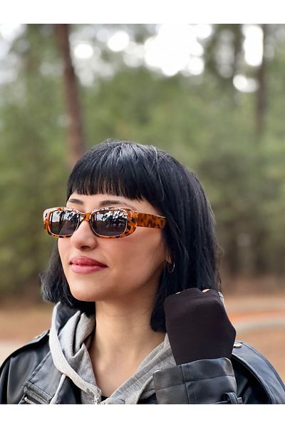 STAOOM Leopard Pattern Retro Sunglasses