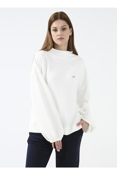 U.S. Polo Assn. سويت شيرت نسائي بيج بياقة واقفة