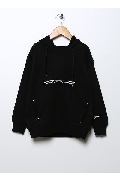 Slazenger Black Boy Hooded Sweatshirt St22wc038-500 Dror