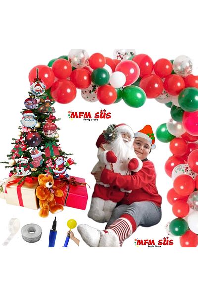 MFM Party Christmas Chain Balloon Pine Tree Wooden Ornament Set