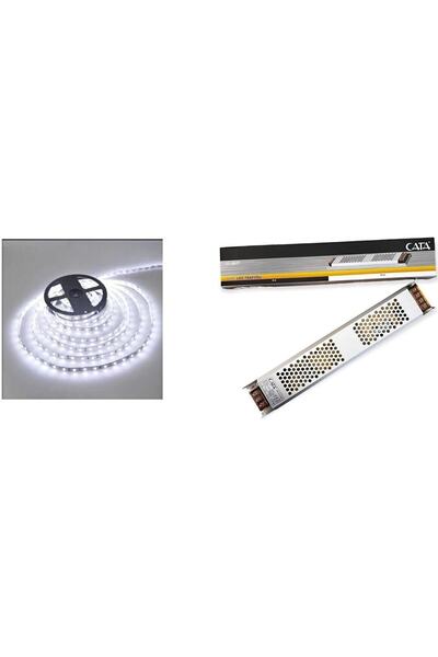 KONDEL Cata 15 Metre 10 Çip Şerit Led Beyaz+cata 21 Amper Led Trafosu Takım