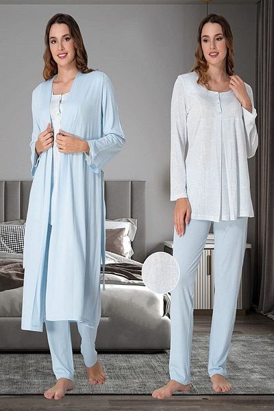by İGP Set de pijamale pentru gravidă, rochie albastră pentru femei