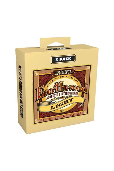Ernie Ball P03004 Earthwood 80/20 Bronze Acoustic Guitar Strings 3-pack Takım...