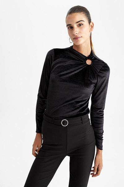 DeFacto Fitted Crew Neck Long Sleeve T-Shirt