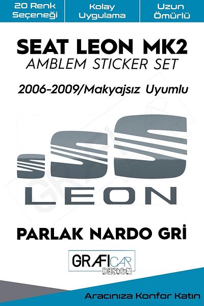 GRAFİCAR Seat Leon Mk2 Emblem Covering Sticker Set 2006-2009 / Without Make-up