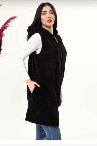 ABB Hooded Zippered Plush Vest Cardigan