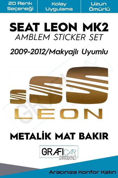 GRAFİCAR مجموعة ملصقات غطاء شعار سيات ليون Mk2 2009-2012/ مكياج