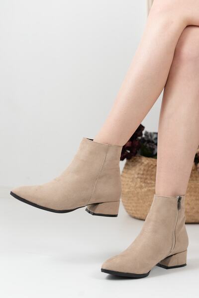 YADE MODA Γυναικείες μπότες με κοντό τακούνι από δέρμα σουέτ
