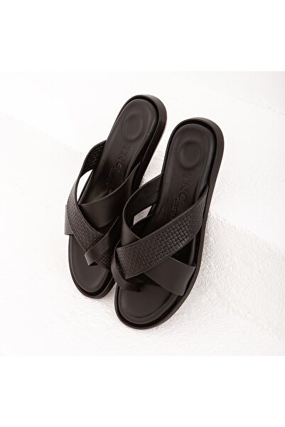 Tamer Tanca Ανδρικές δερμάτινες παντόφλες casual 876 403 Erk Trlk Y22