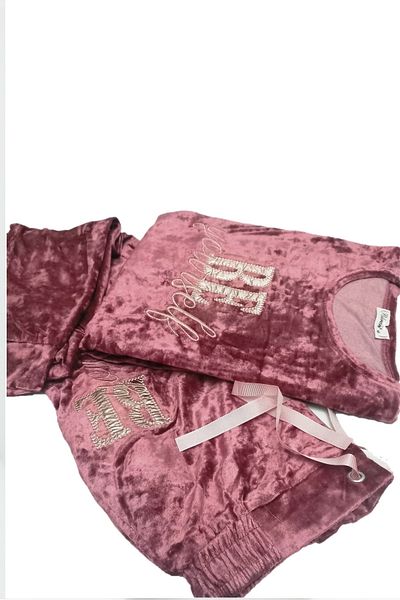 Poleren Women's Long Sleeve Winter Sports Velvet Pajamas Set